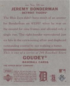 2007 Upper Deck Goudey - Red Backs #58 Jeremy Bonderman Back