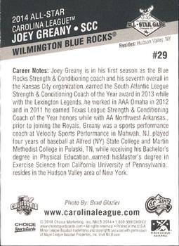 2014 Choice California League / Carolina League All-Star Game #29 Joey Greany Back