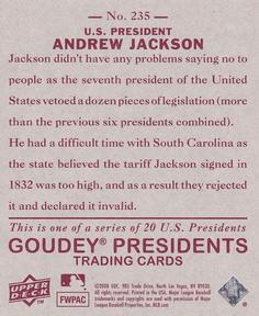 2008 Upper Deck Goudey - Mini Red Backs #235 Andrew Jackson Back