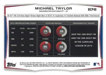 2014 Bowman Chrome - Prospects #BCP40 Michael Taylor Back
