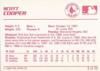 1989 Star New Britain Red Sox - Platinum #3 Scott Cooper Back