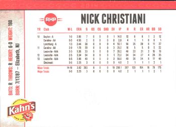 2014 Kahn's Cincinnati Reds #NNO Nick Christiani Back