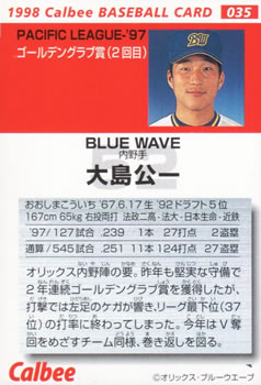 1998 Calbee #035 Koichi Ohshima Back