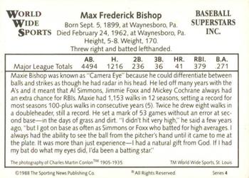 1988 Conlon World Wide Sports Series 4 #NNO Max Bishop Back