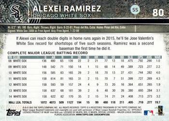 2015 Topps Opening Day #80 Alexei Ramirez Back