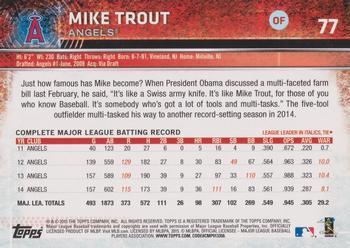 2015 Topps Opening Day #77 Mike Trout Back