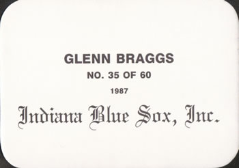 1987 Indiana Blue Sox (unlicensed) #35 Glenn Braggs Back