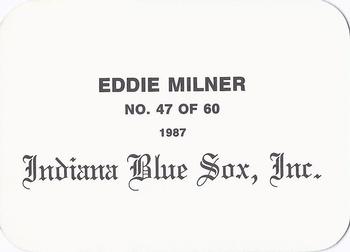1987 Indiana Blue Sox (unlicensed) #47 Eddie Milner Back