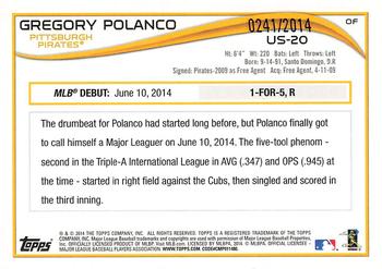 2014 Topps Update - Gold #US-20 Gregory Polanco Back