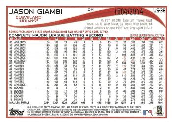 2014 Topps Update - Gold #US-38 Jason Giambi Back