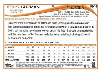2014 Topps Update - Gold #US-44 Jesus Guzman Back