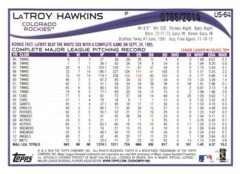 2014 Topps Update - Gold #US-64 LaTroy Hawkins Back