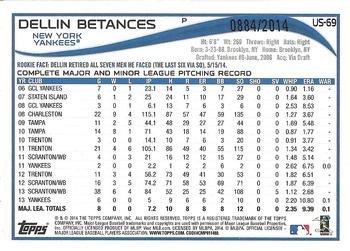 2014 Topps Update - Gold #US-69 Dellin Betances Back