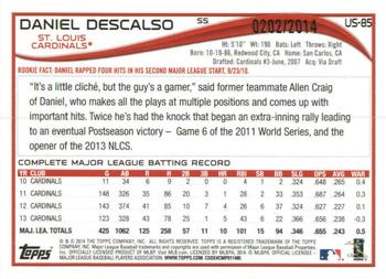2014 Topps Update - Gold #US-85 Daniel Descalso Back