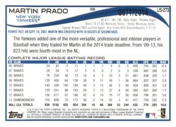 2014 Topps Update - Gold #US-273 Martin Prado Back