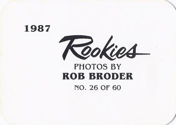 1987 Broder Rookies (unlicensed) #26 Kelly Downs Back