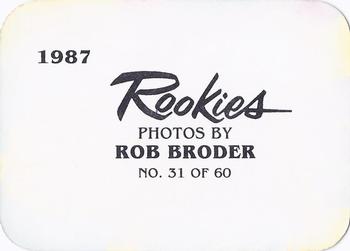 1987 Broder Rookies (unlicensed) #31 Andy Allanson Back