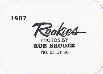 1987 Broder Rookies (unlicensed) #51 Bob Patterson Back