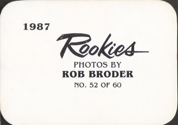 1987 Broder Rookies (unlicensed) #52 Calvin Schiraldi Back