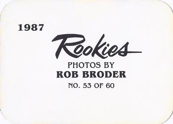 1987 Broder Rookies (unlicensed) #53 Ruben Sierra Back