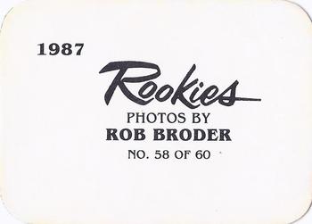 1987 Broder Rookies (unlicensed) #58 Robbie Wine Back