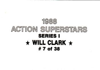 1988 Action Superstars (38 cards, unlicensed) #7 Will Clark Back