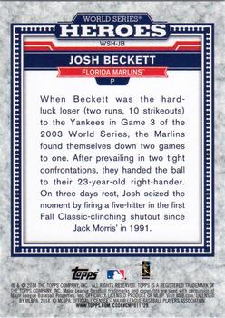 2014 Topps Update - World Series Heroes #WSH-JB Josh Beckett Back