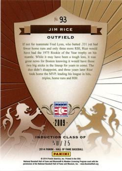 2014 Panini Hall of Fame 75th Year Anniversary - Crusades Red #93 Jim Rice Back