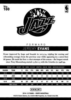 2014-15 Hoops - Silver #100 Jeremy Evans Back