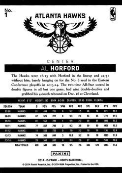 2014-15 Hoops - Artist's Proof Black #1 Al Horford Back