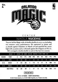 2014-15 Hoops - Artist's Proof Black #4 Nikola Vucevic Back