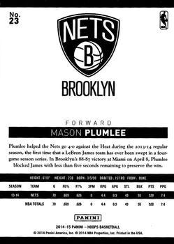 2014-15 Hoops - Artist's Proof Black #23 Mason Plumlee Back