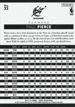 2014-15 Hoops - Artist's Proof Black #33 Paul Pierce Back