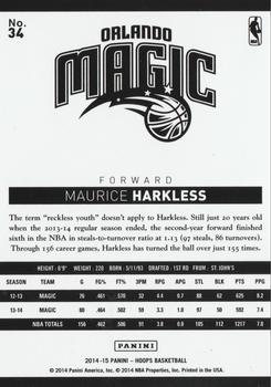 2014-15 Hoops - Artist's Proof Black #34 Maurice Harkless Back