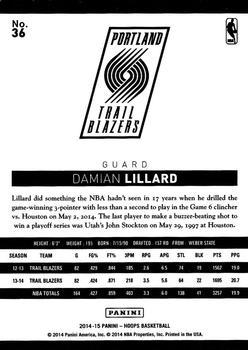 2014-15 Hoops - Artist's Proof Black #36 Damian Lillard Back