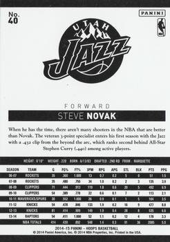 2014-15 Hoops - Artist's Proof Black #40 Steve Novak Back