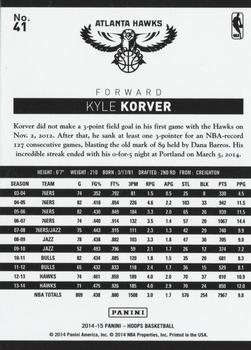 2014-15 Hoops - Artist's Proof Black #41 Kyle Korver Back