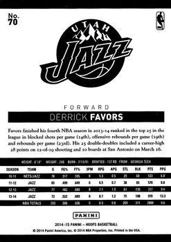 2014-15 Hoops - Artist's Proof Black #70 Derrick Favors Back