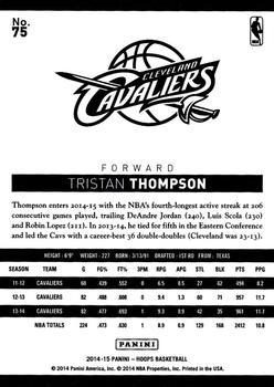 2014-15 Hoops - Artist's Proof Black #75 Tristan Thompson Back