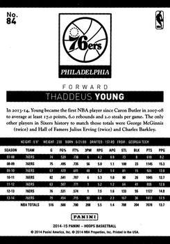 2014-15 Hoops - Artist's Proof Black #84 Thaddeus Young Back
