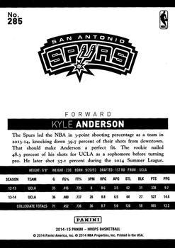 2014-15 Hoops - Artist's Proof Black #285 Kyle Anderson Back