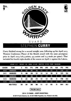 2014-15 Hoops - Blue #9 Stephen Curry Back