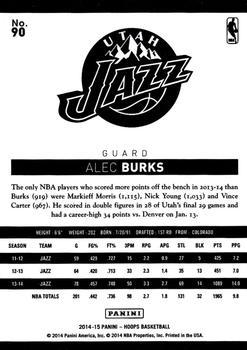 2014-15 Hoops - Blue #90 Alec Burks Back