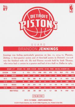 2014-15 Hoops - Red Back #87 Brandon Jennings Back