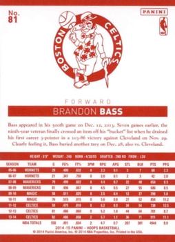 2014-15 Hoops - Red Back #81 Brandon Bass Back