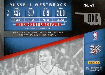 2014-15 Panini Prestige #41 Russell Westbrook Back
