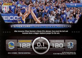 2014-15 Panini Prestige - Hardcourt Heroes #8 Stephen Curry Back