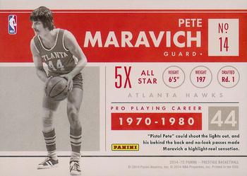 2014-15 Panini Prestige - Prestigious Pioneers #14 Pete Maravich Back