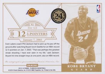 2013-14 Panini Flawless - Benchmarks Autographs #BM-KB Kobe Bryant Back