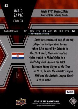 2014-15 SPx #53 Dario Saric Back